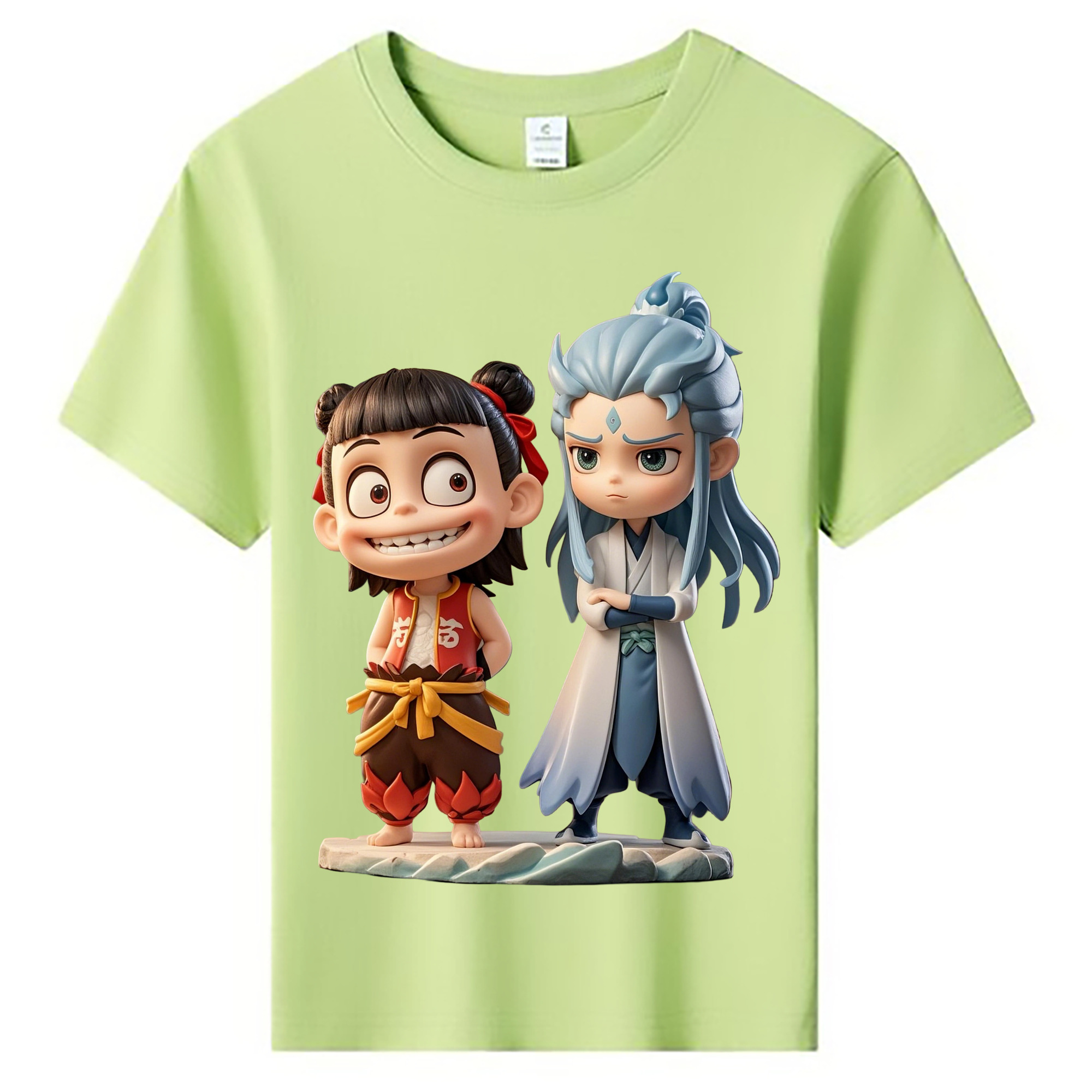 （画像用） Ne Zha 2 ナタ 魔童の大暴れ 綿100％キッズTシャツ（フロントプリント）